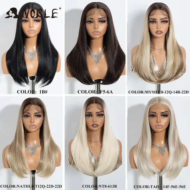Synthetic Lace Front Wig 22 Inch Straight Bob Style with Dark Root Blonde for Women
