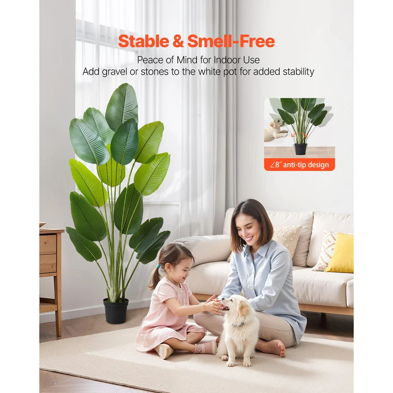 Artificial Tropical Tree - Large Faux Indoor Outdoor Plant, Realistic Leaves