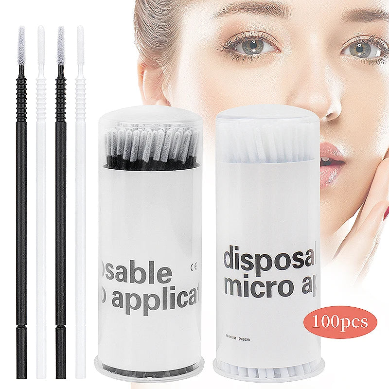 Disposable Microbrush Wands for Eyelash Extensions Makeup Tools - 100 Pcs