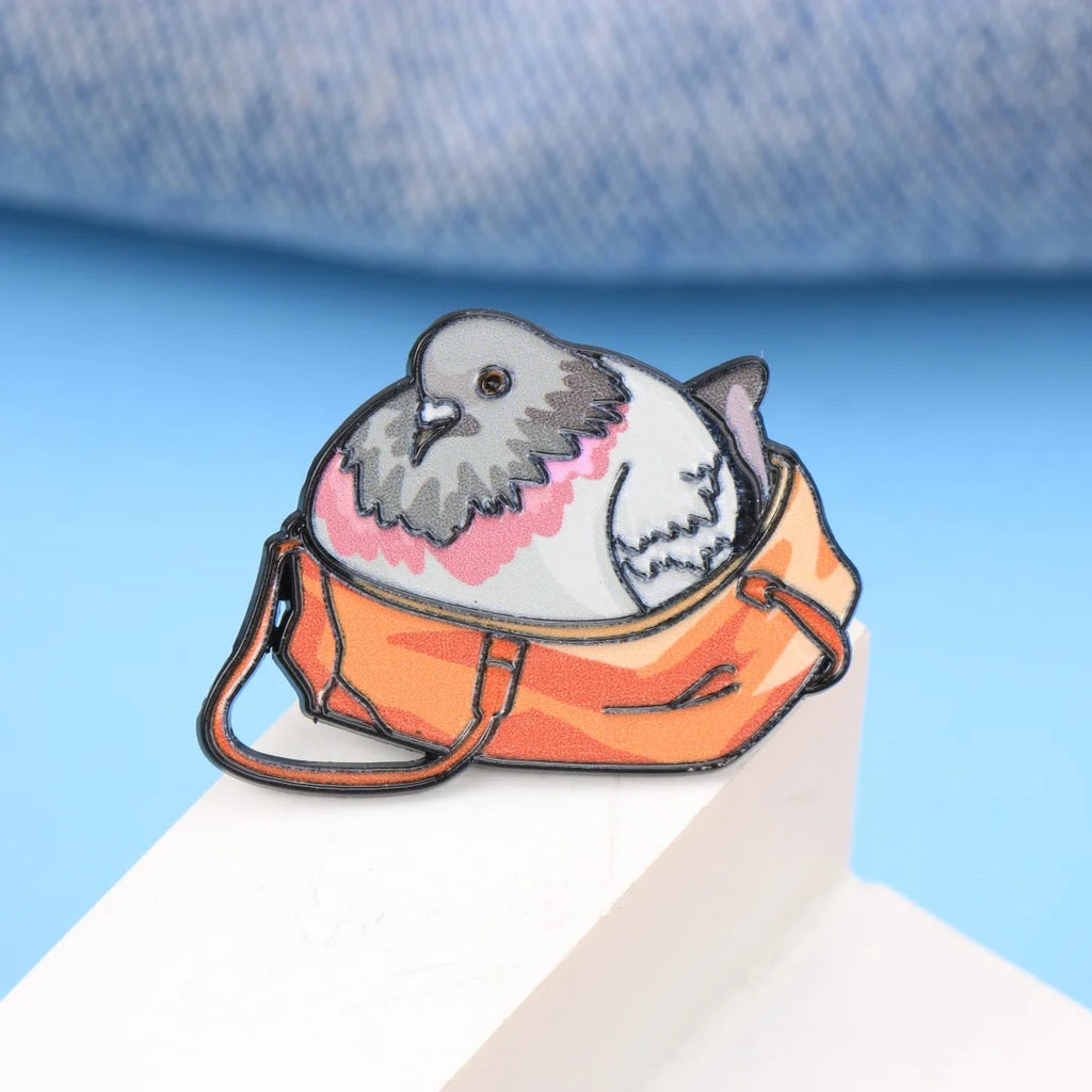 Cartoon Pigeon Enamel Lapel Pin for Bags and Clothing - Funny Bird Brooch Badge
