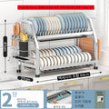 Stainless Steel Kitchen Storage Rack with Multiple Tiers for Plates Bowls Utensils