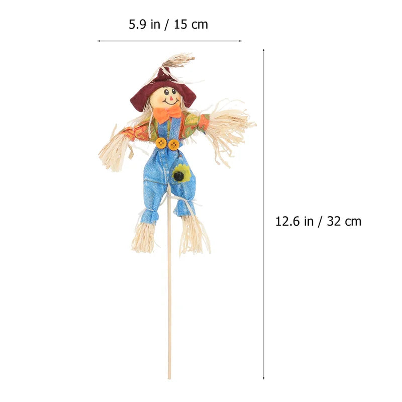 Halloween Garden Scarecrow Decor Set - 4 Mini Animated Autumn Yard Ornaments