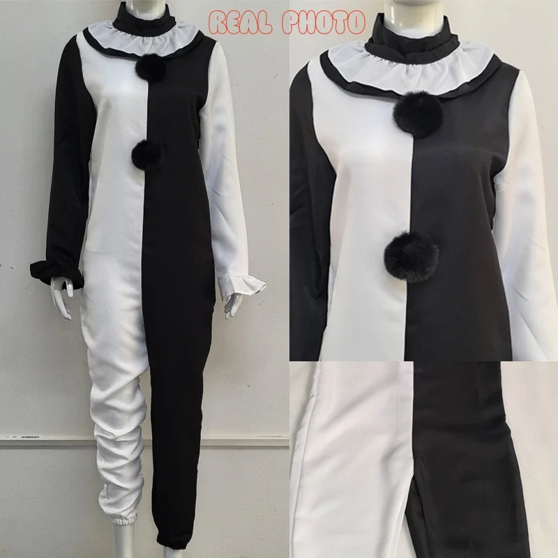 Art The Clown Cosplay Costume Jumpsuit Mask for Halloween & Movie Fans