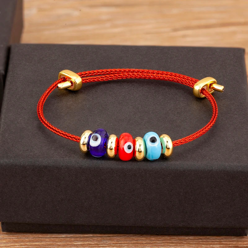 Evil Eye Rope Charm Bracelet for Women Adjustable Punk Jewelry Gift