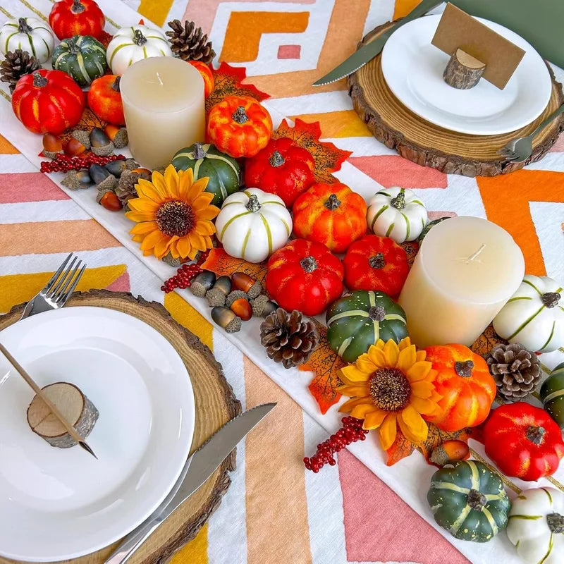 Mini Artificial Halloween Pumpkin Decor Set - 9pcs DIY Decorative Props