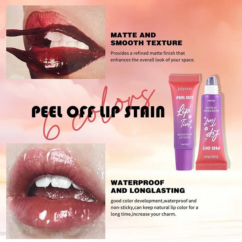 Waterproof Lip Stain & Lip Gloss - Matte Long Lasting Lip Tint, Tear-Off Contour