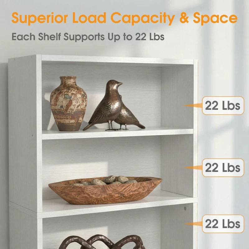 5-Tier Wooden Bookshelf Bookcase Stand - Adjustable Storage & Open Shelves