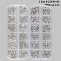 12-Grid Metallic Nail Charms Set - Punk Gothic 3D Studs & Rivets for Nails