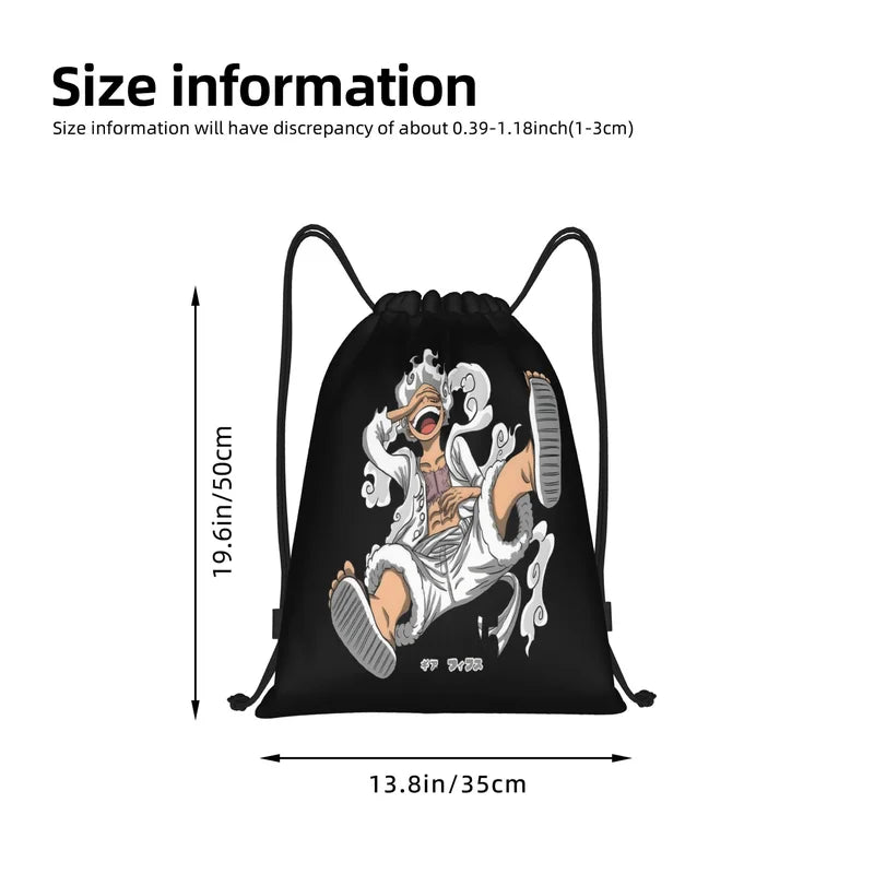 Anime One Piece Drawstring Backpack Waterproof Sports Bag Unisex Storage Bag for Kids and Adults