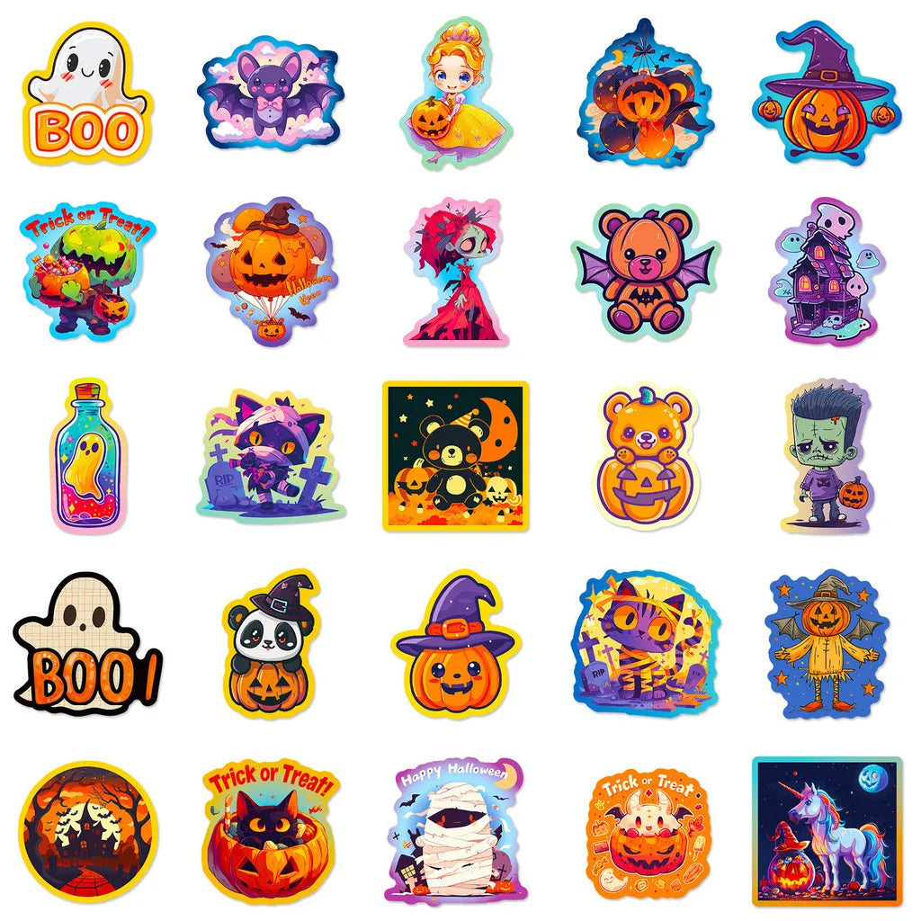 50PCS Halloween Graffiti Stickers - Pumpkin Bat Castle DIY Luggage Decor