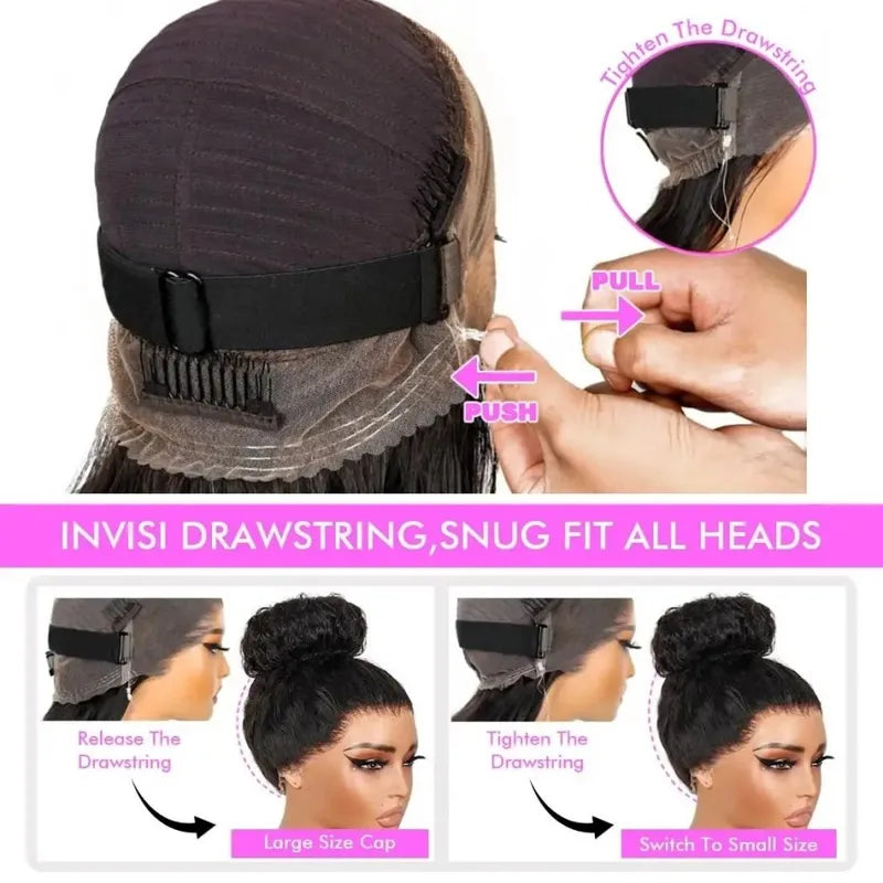 Kinky Straight Full Lace Wig with 360 HD Lace Frontal Human Hair - Black
