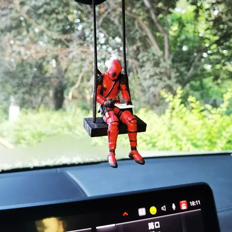 Anime Deadpool Action Figure Car Interior Decoration Toys Sitting Model Mini Figurine Pendant
