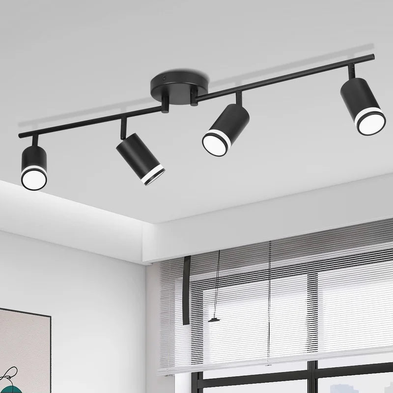 Modern Rotatable Ceiling Track Light with GU10 Bulb Holder - 6-Head LED Chandelier for Kitchen Living Room Home