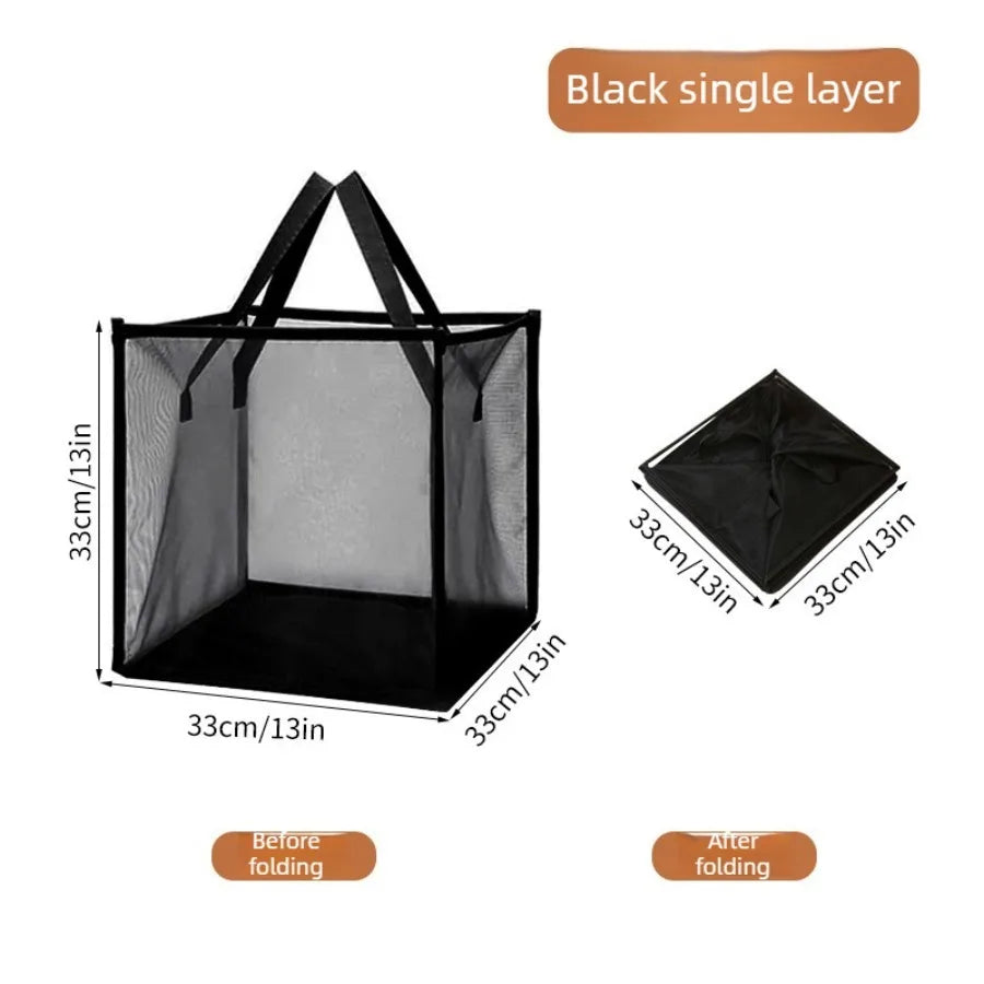Foldable Large Mesh Laundry Hamper with Reinforced Handles - Collapsible Clothes Storage Basket