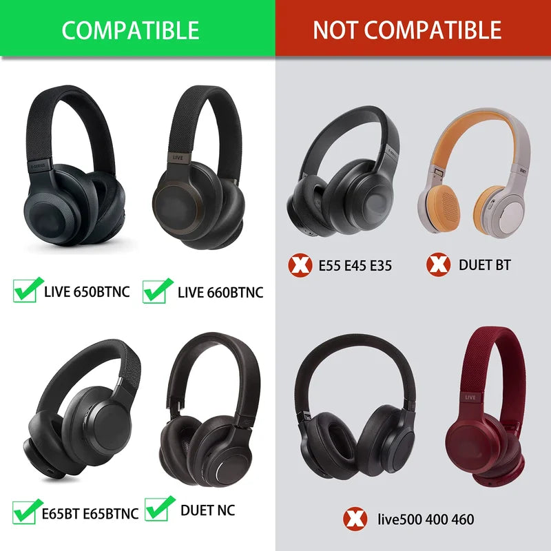 Headphone Ear Cushions Replacement Pads for JBL E65BTNC, 650BTNC, Tune 660BTNC, Duet NC