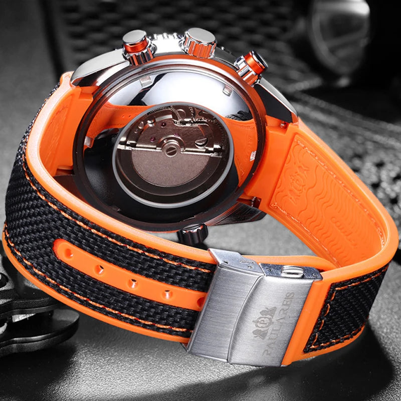 Men's Automatic Mechanical Watch Waterproof Luminous Date Rubber Strap