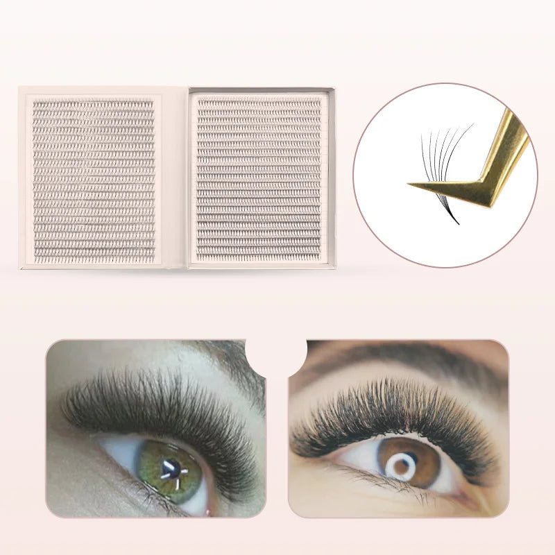 Premade Narrow Volume Eyelash Fans - Ultra Dark, Pointed Base, Long Retention