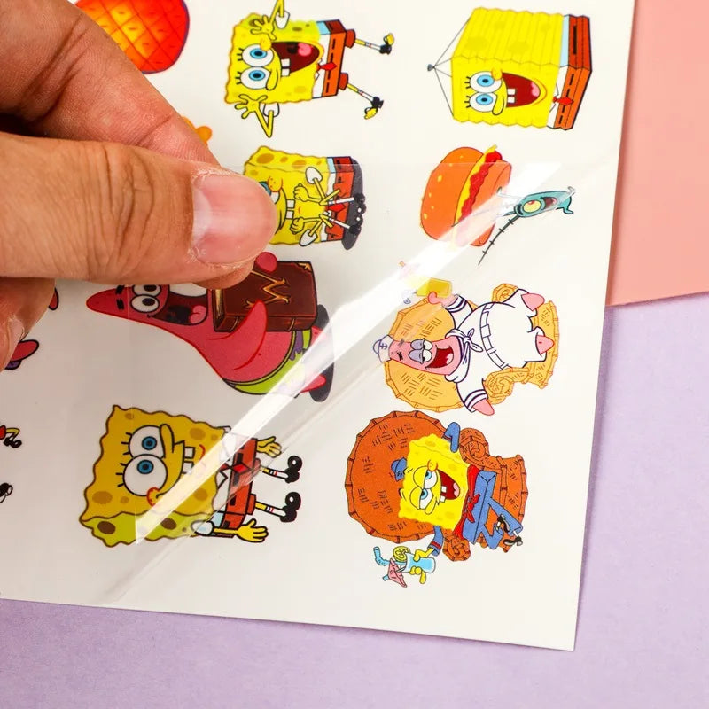 4-Pack Cartoon SpongeBob Temporary Tattoos Body Art Stickers for Parties and Gifts