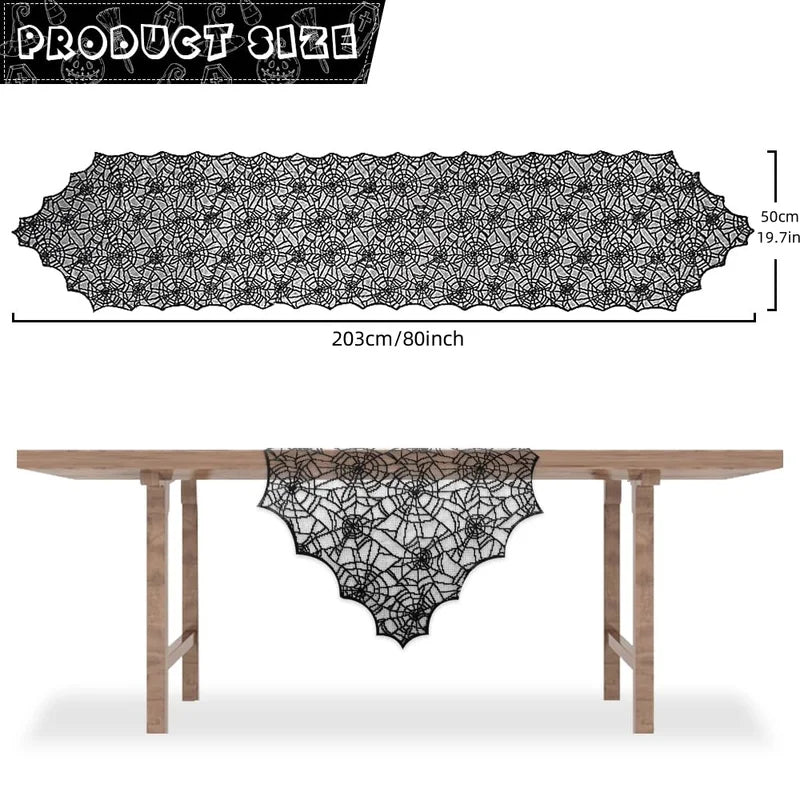 Halloween Table Runner Spider Web Lace Decor for Indoor Kitchen Dining