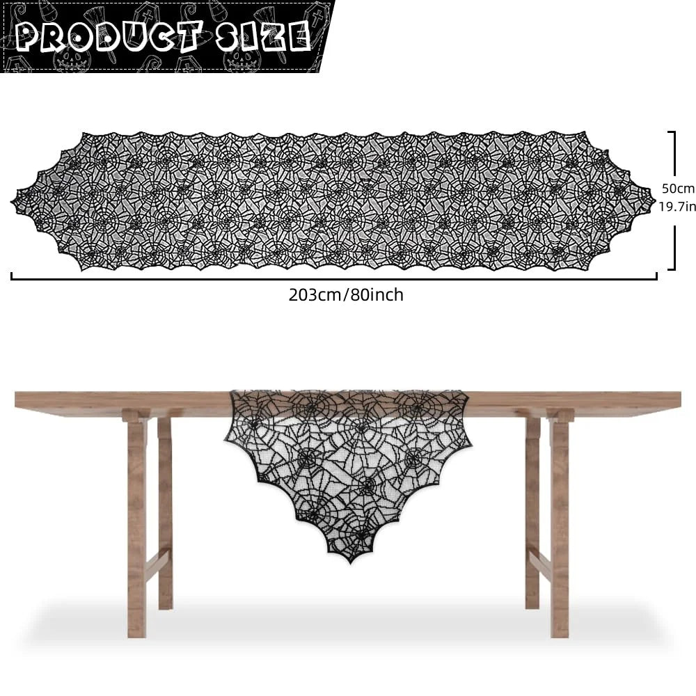 Halloween Table Runner Spider Web Lace Decor for Indoor Kitchen Dining