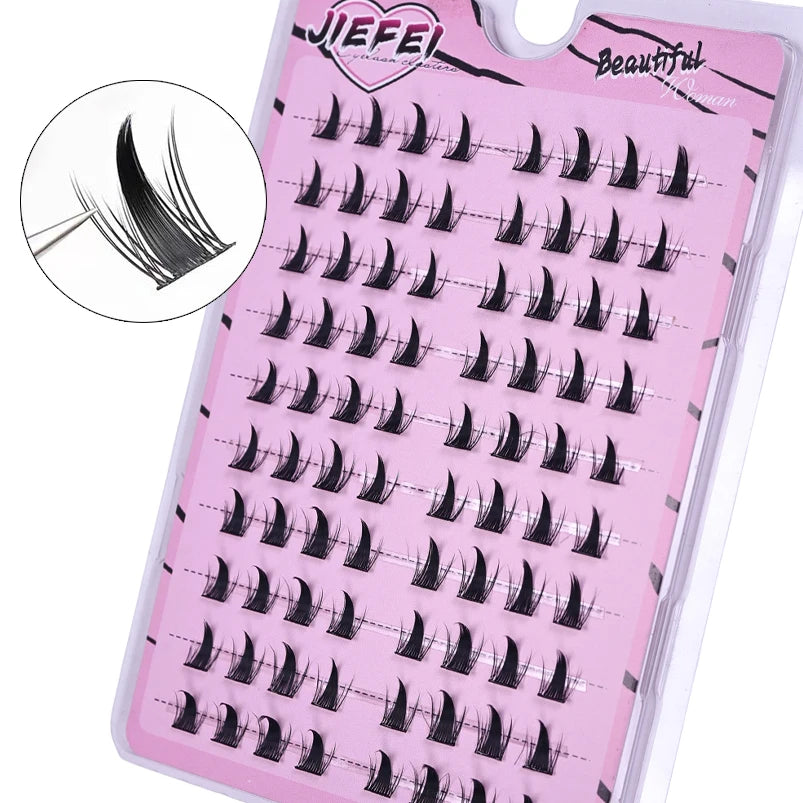 DIY Self-Adhesive Cluster False Eyelashes 10 Rows/Box, Natural Look, Glue-Free