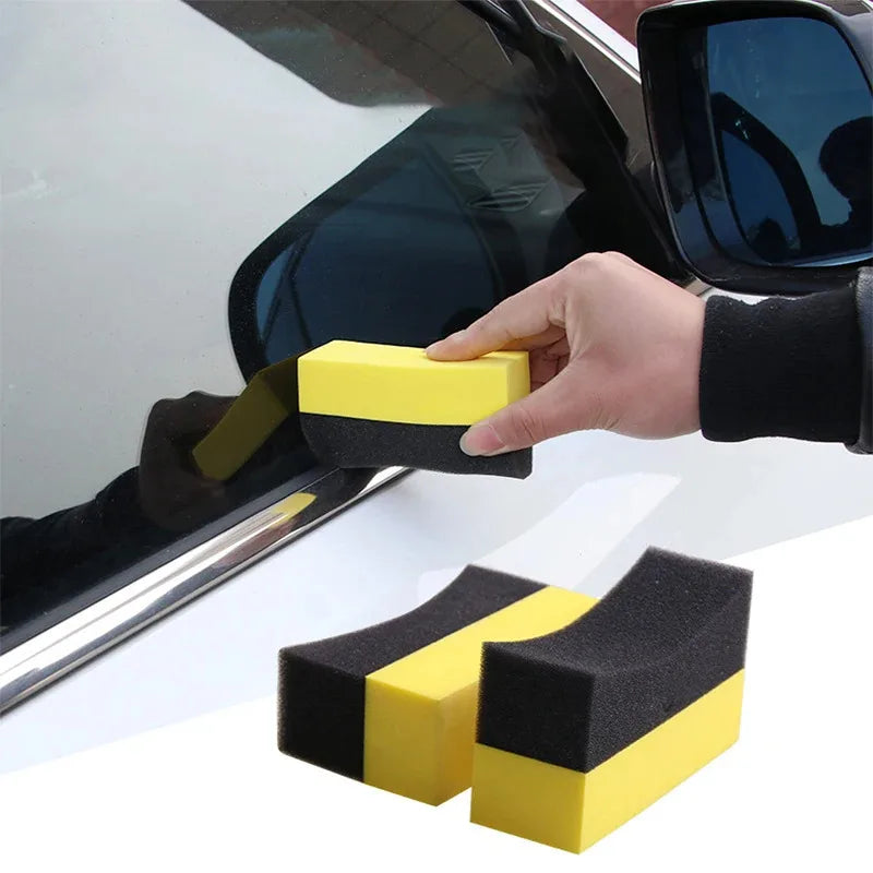 Auto Cleaning Sponge Brush Set for Car Wheels and Tires - Water Wipe & Wax Polishing Tools