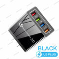 4-Port USB Charger Fast Charging Adapter with Quick Charge 3.0 EU US Plug
