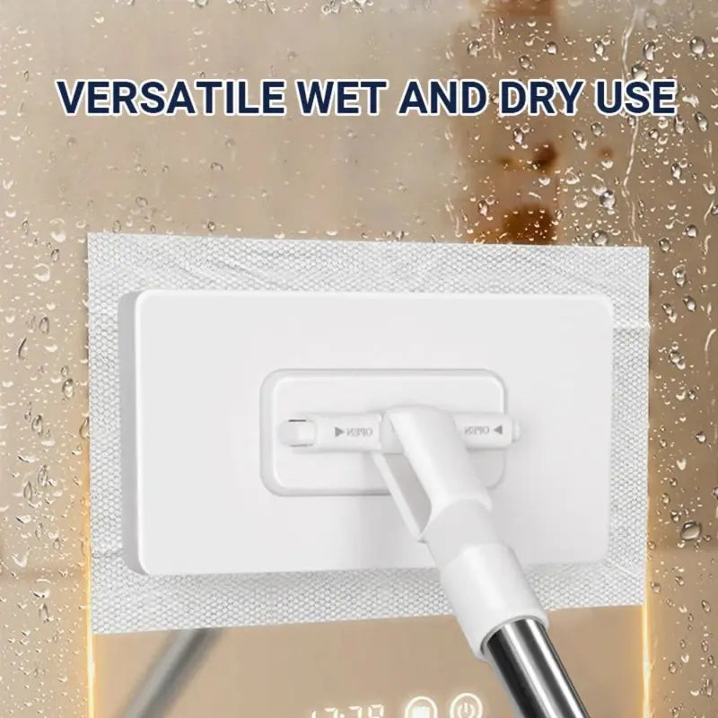 Reusable Handheld Mop with 360° Rotating Head and Cloth Clips, Eco-Friendly Cleaning Tool