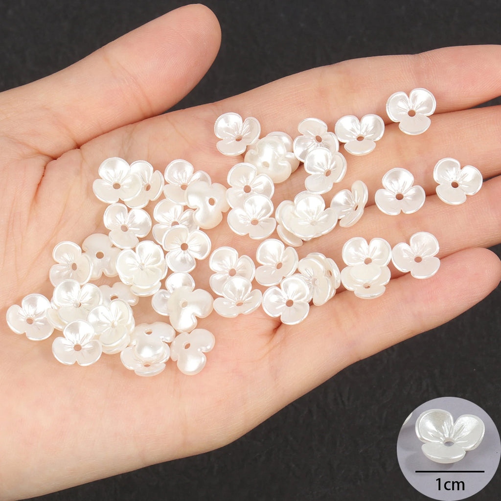 DIY Jewelry Bead Caps - 50 or 100pcs ABS Flower Imitation Pearl Beads for Bracelets & Necklaces