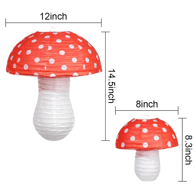 Large Mushroom Shaped Paper Lanterns for Baby Shower Wedding Birthday Party Decor - Multiple Sizes