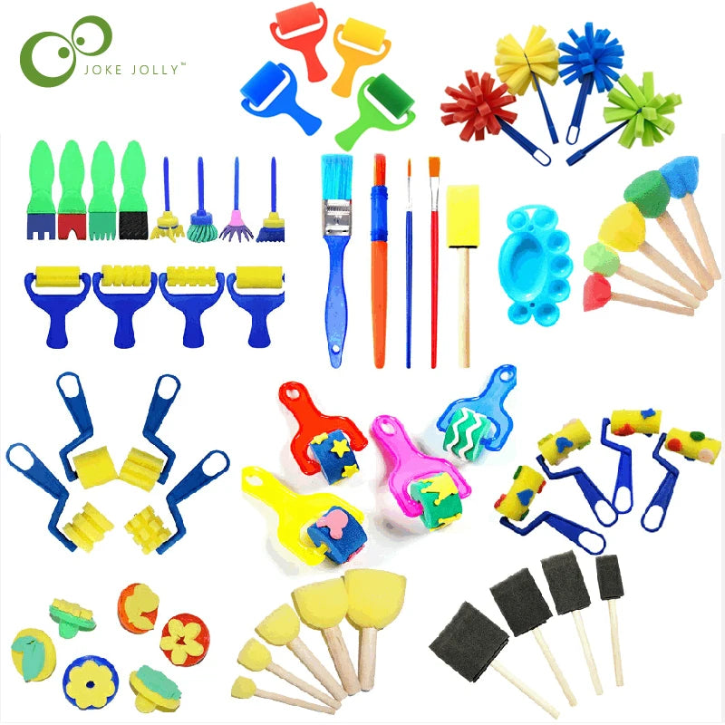 Kids Art & Craft Painting Kit with Sponge Stamp Brushes for Toddler Creativity