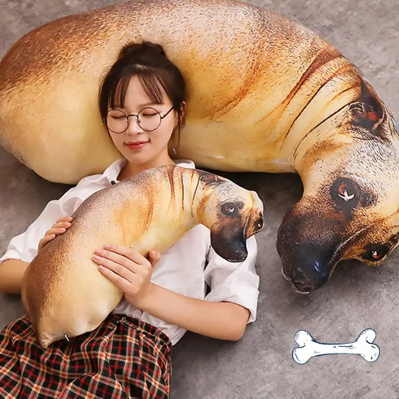 Cute 3D Animal Dog Pillow - Funny Cosplay Throw Cushion for Kids & Home