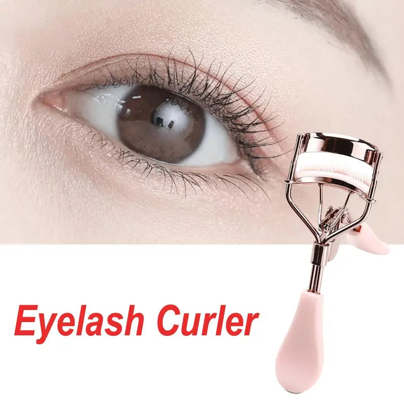 Pink Eyelash Curler with Comb for Perfect Curves - Easy to Use Makeup Tool