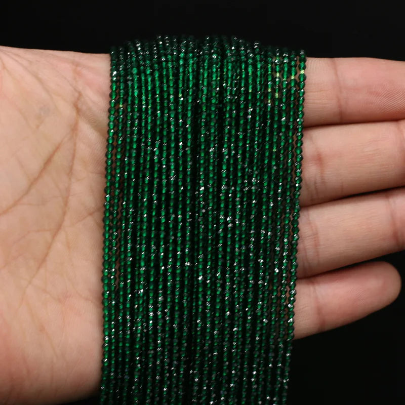 Natural Semi-Precious Spinel Beads for Jewelry Making - Dark Green, 2mm, 38cm