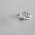 Irregular Wavy Geometric Couple Rings for Women Men - Gold Stainless Steel Jewelry
