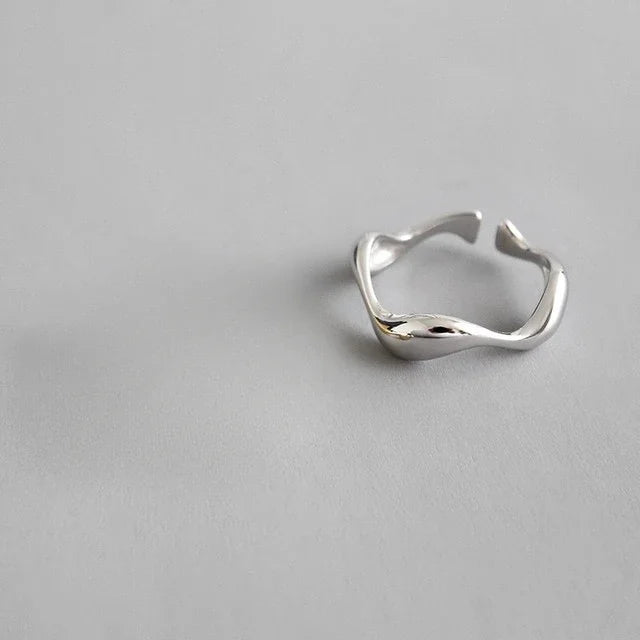 Irregular Wavy Geometric Couple Rings for Women Men - Gold Stainless Steel Jewelry