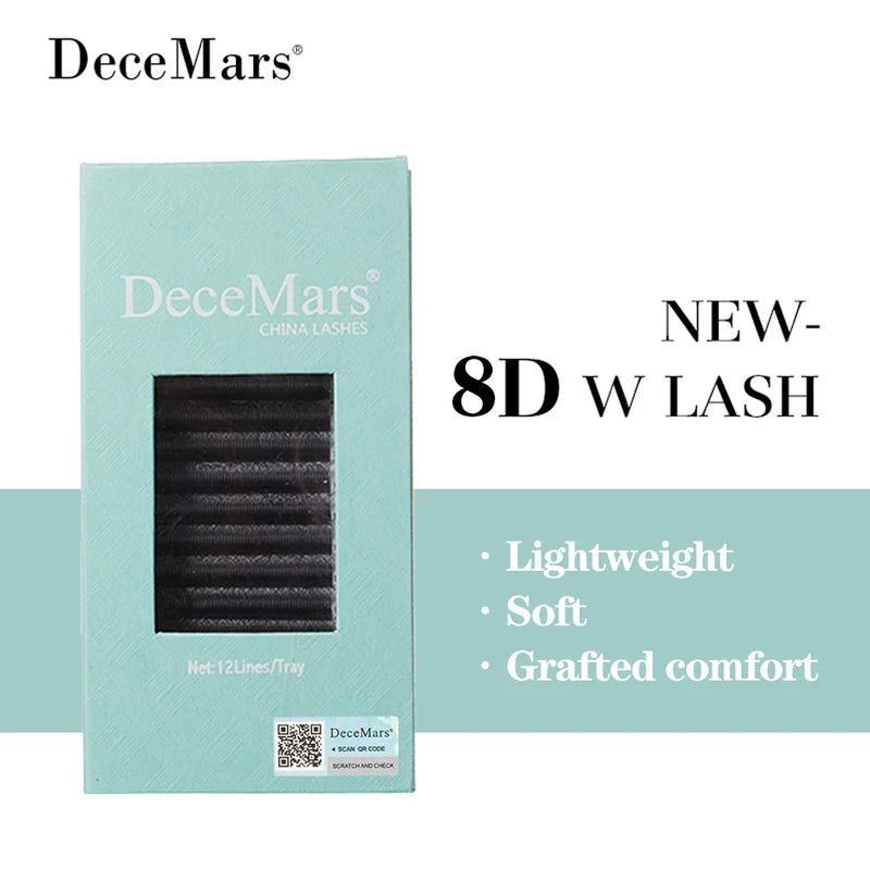 8D W Shaped Eyelash Extensions - Handcrafted Fanning Effect, Multiple Lengths