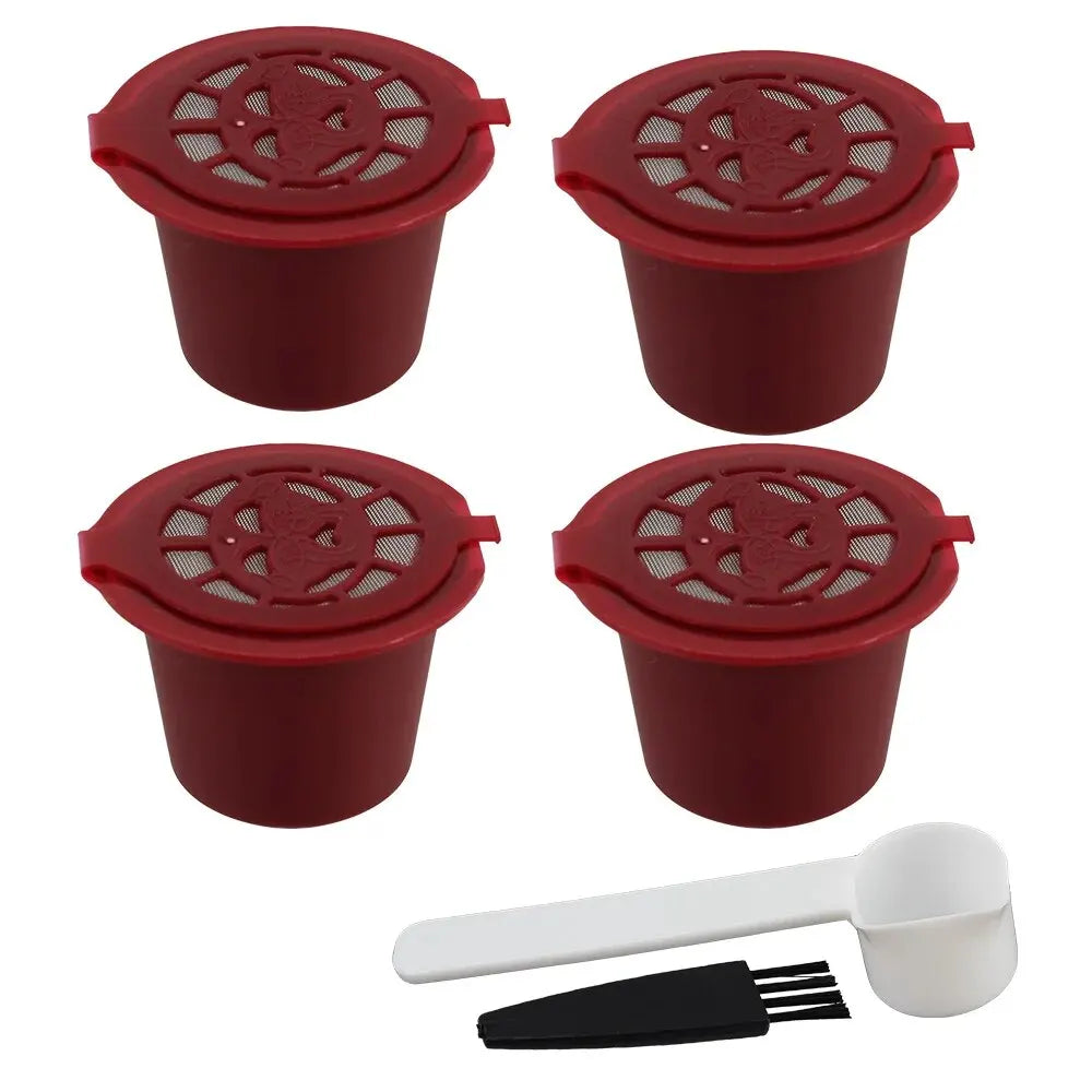 Reusable Coffee Capsules Set with Spoon & Brush for Nespresso Machines - Multiple Colors