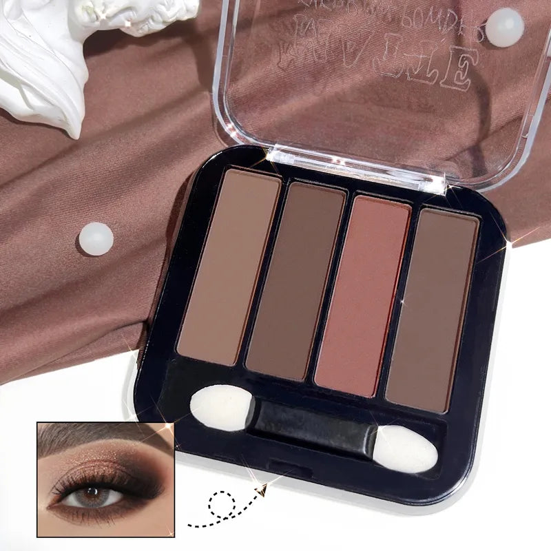 4-Color Eyeshadow Palette Long-Lasting Natural Earth Tones Makeup