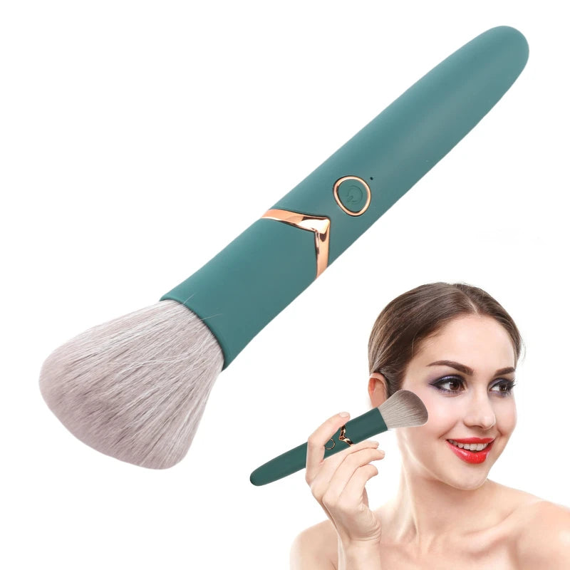 Electric Makeup Brush with 10 Gears, Rechargeable & Waterproof - Green