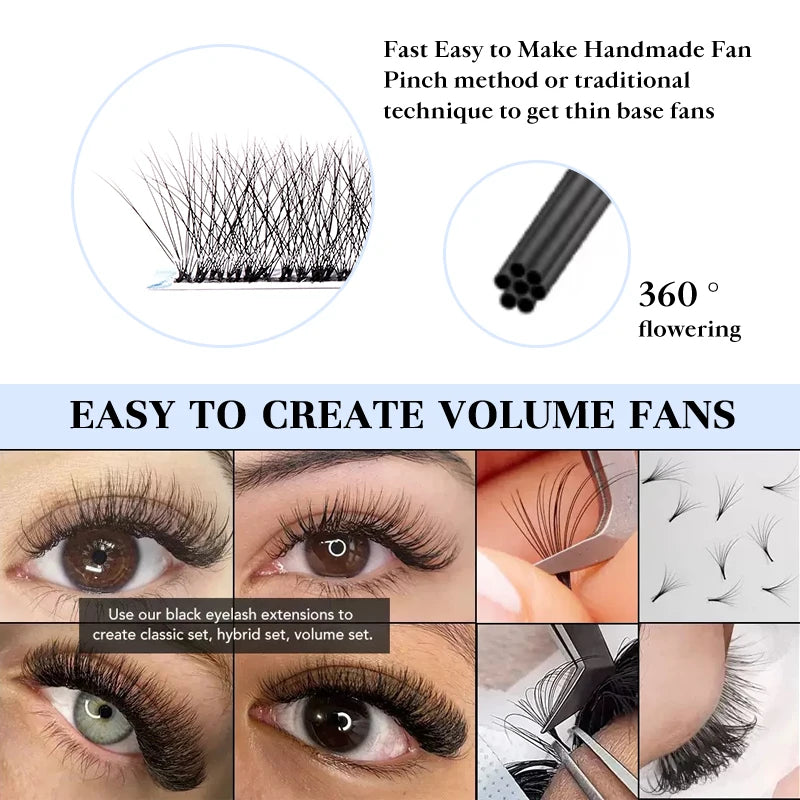 Pre-Made 5D Eyelash Extension Kit with Curl and Length Variants - Natural Look
