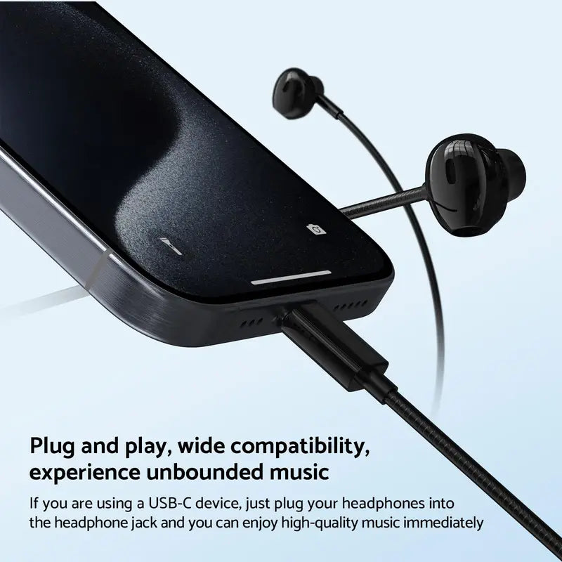 USB C Headphones with Mic for Samsung Galaxy and Multi-Device Compatibility