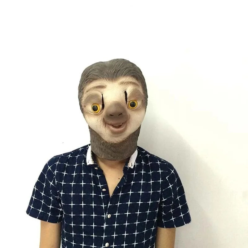 Funny Latex Sloth Mask for Halloween Party Dress Up Animal Headset Costume
