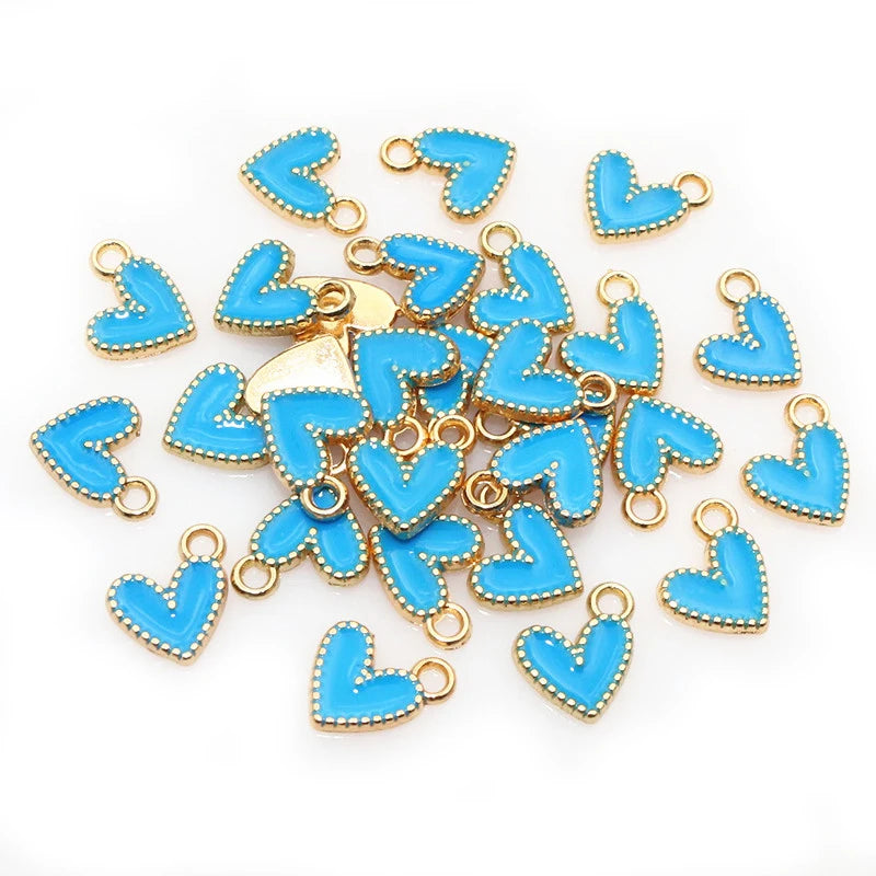 50 Pcs Colorful Alloy Heart Charms for Jewelry Making - DIY Pendants & Accessories