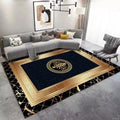 Luxury Golden Black Area Rug - Modern Minimalist Home Decor, Non-Slip Mat for Living Room & Bedroom