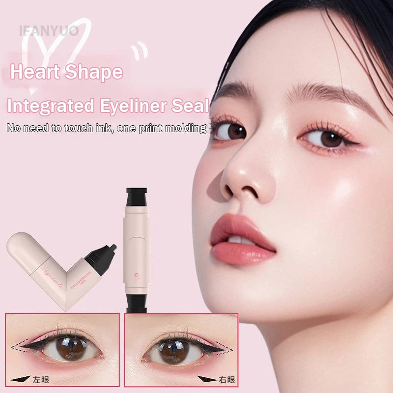 Waterproof Liquid Eyeliner Pen with Integrated Stamp for Precise Symmetrical Eye Makeup