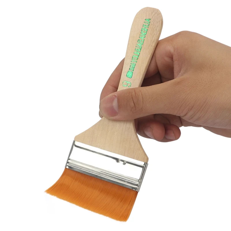 Nylon Flat Head Oil Paint Brush Set for Acrylic & Watercolor - No Shedding
