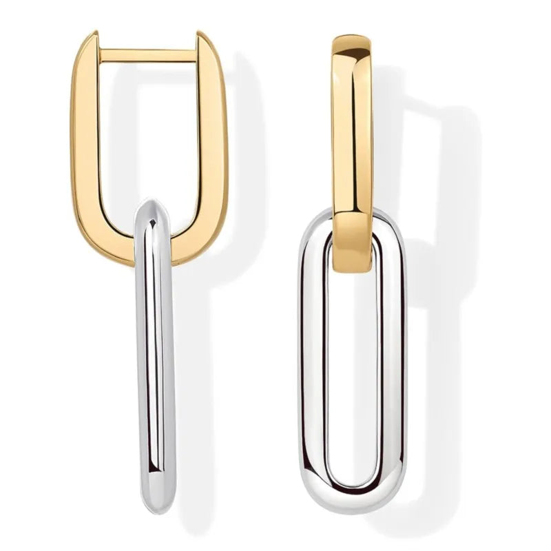 Two Tone U-Shaped Hoop Earrings for Women - Exaggerated Hip Hop Punk Party Jewelry