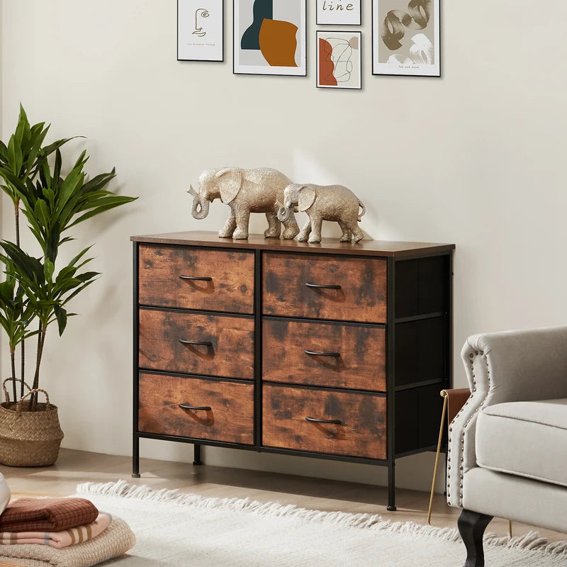 Fabric Cabinet with Wooden Top - Multi-Use Storage Chest for Living Room and Bedroom