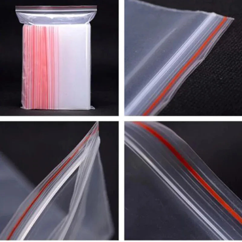 Clear Plastic Zip Lock Bags Assorted Sizes 100/200/300pcs Food Safe & Moistureproof